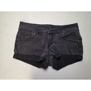 Paris Blues Womens Faded Black Denim Cuffed Shorts Low Rise Size 13